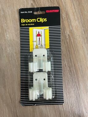 Crawford Broom Clips White Durable Plastic Heads SS28 Mounts Quick & Easy